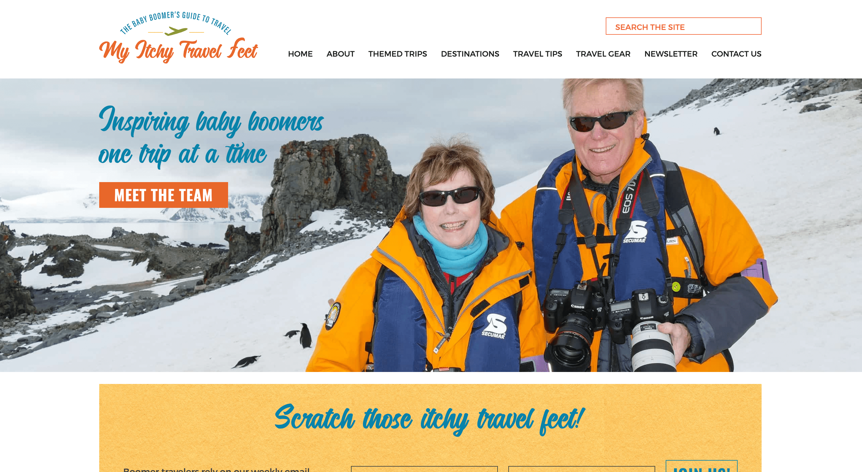 Homepage of travel blog, My Itchy Travel Feel - The Baby Boomer's Guide to Travel