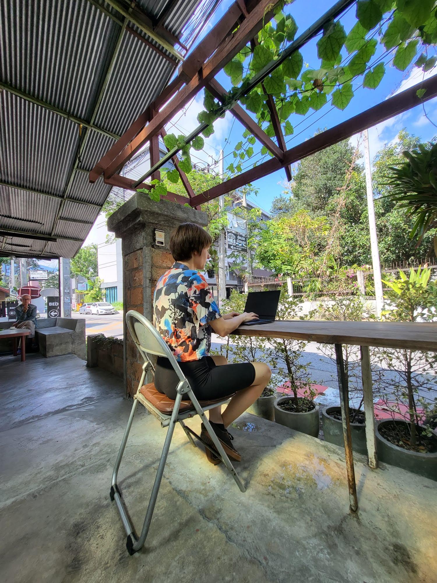 Digital nomad working from coworking space