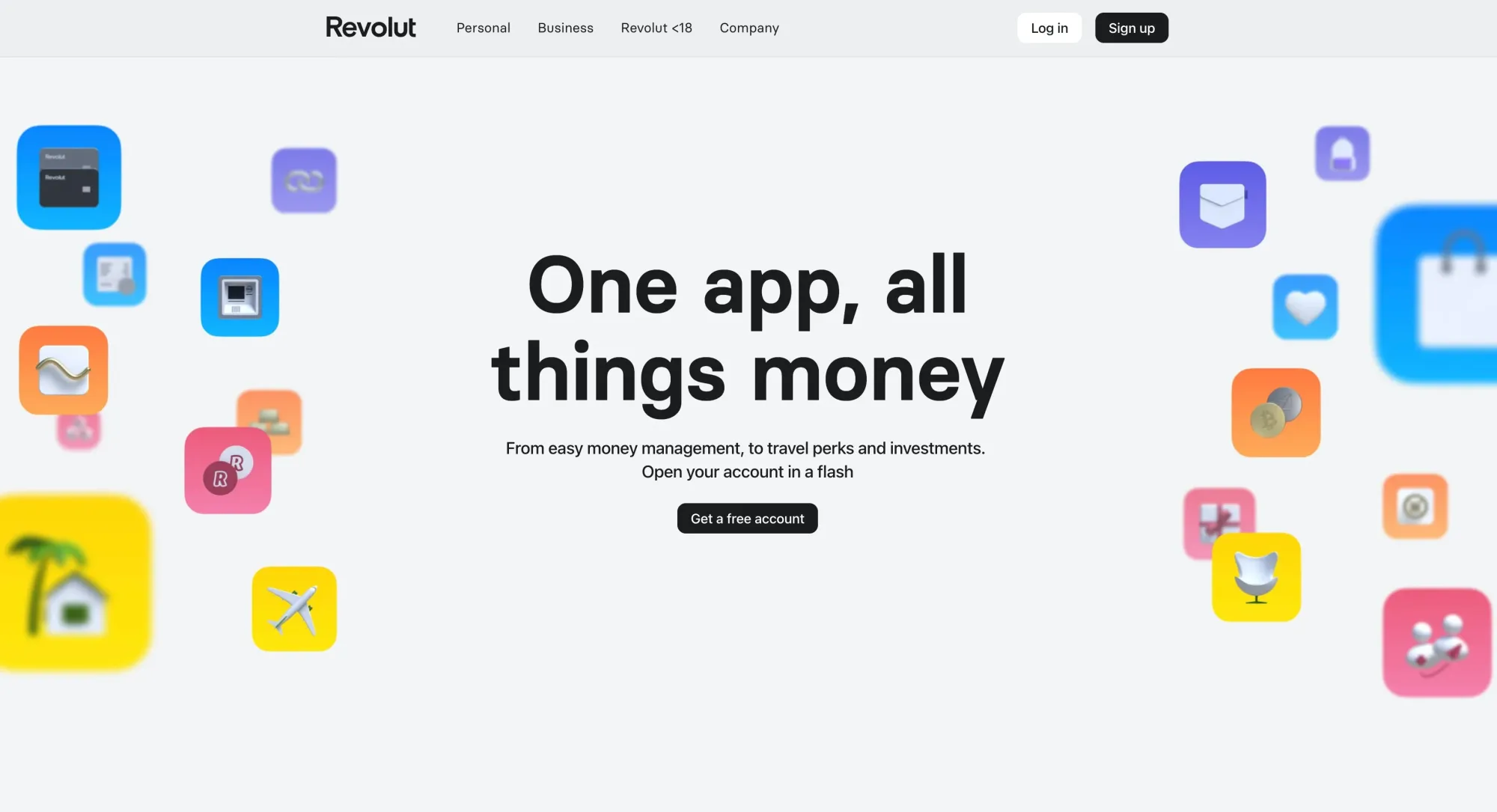 Homepage of Revolut, a bank for digital nomads