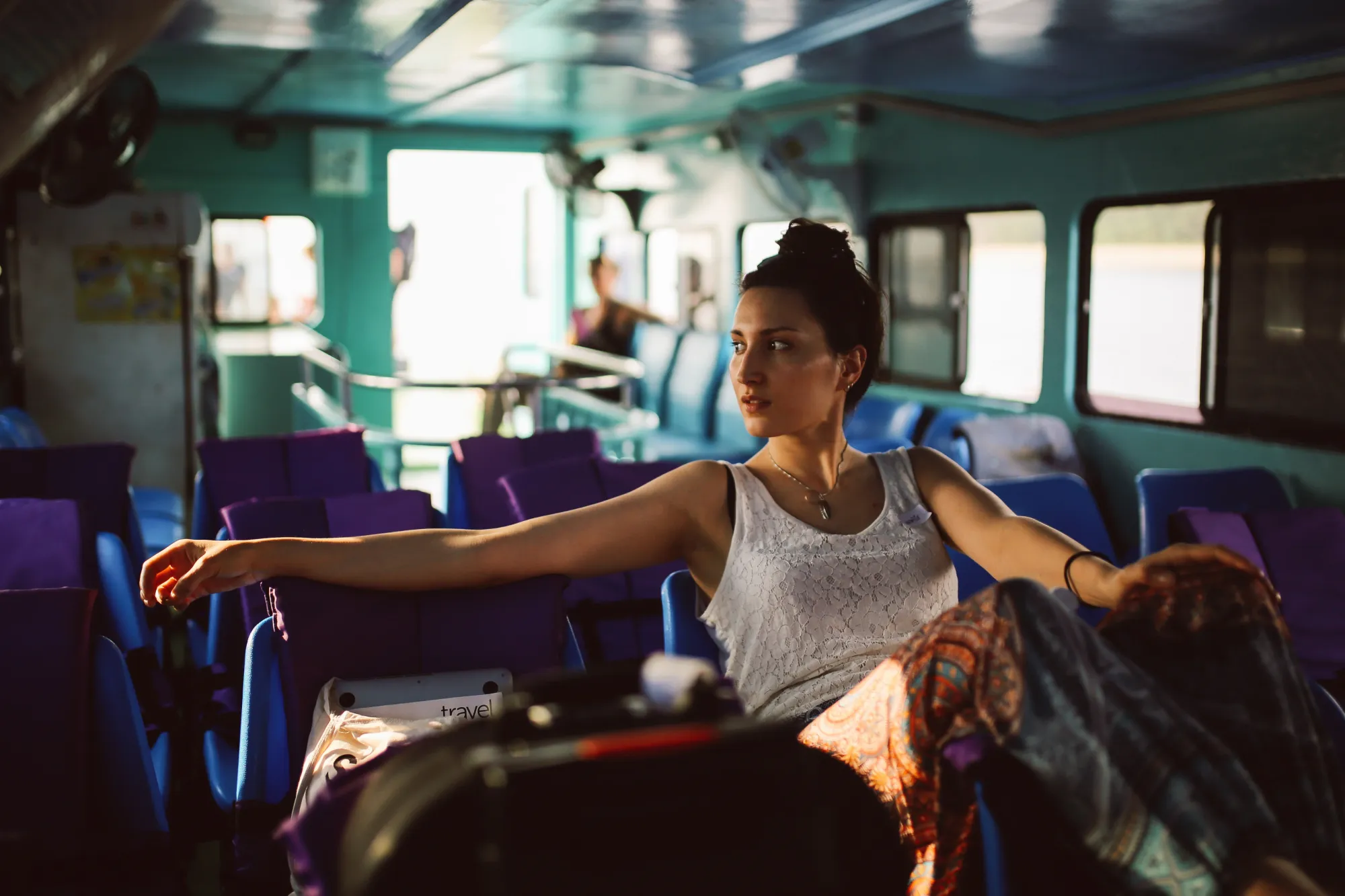 Image of a woman on a ferry to Koh Lanta, Thailand