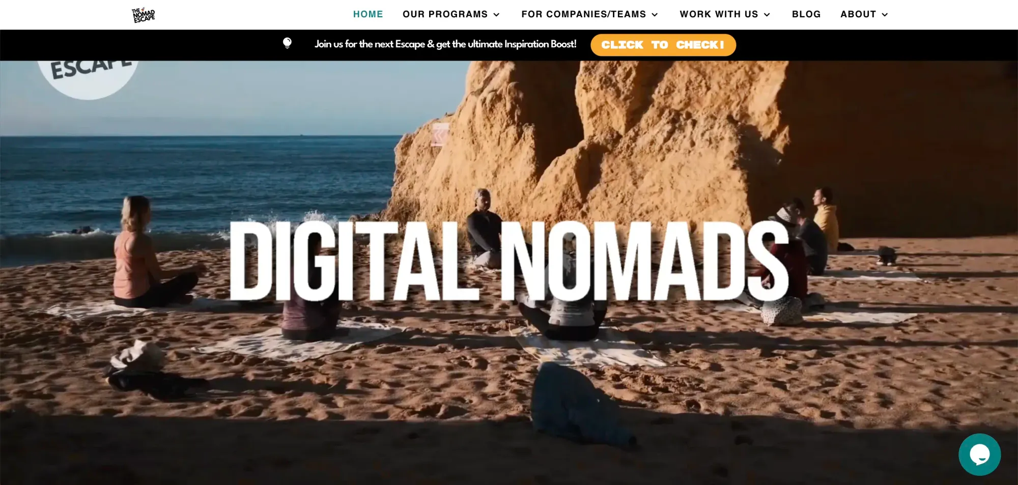 Screenshot of The Nomad Escape website