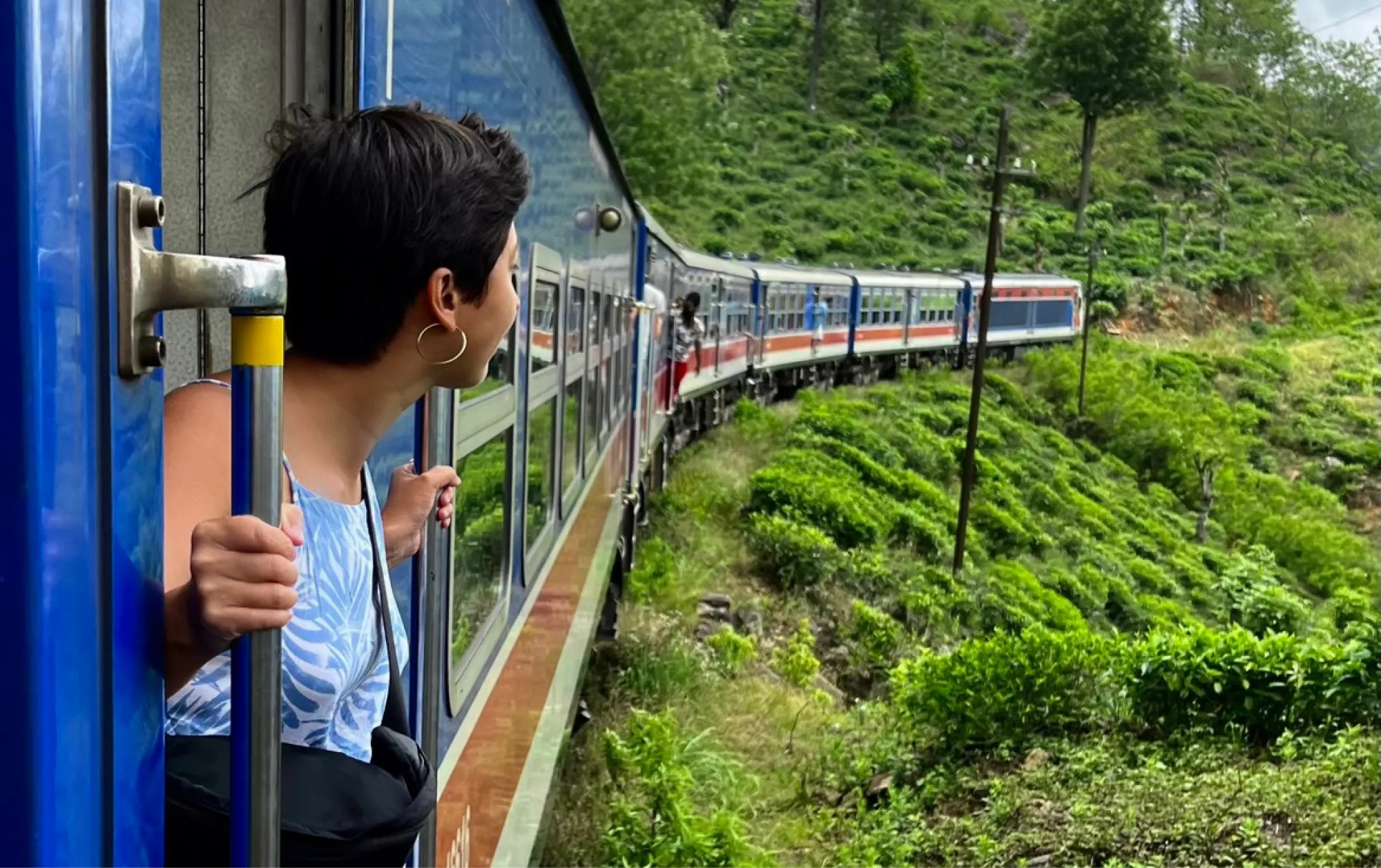 Image of Irene Lidia Wang on a train in Sri Lanka