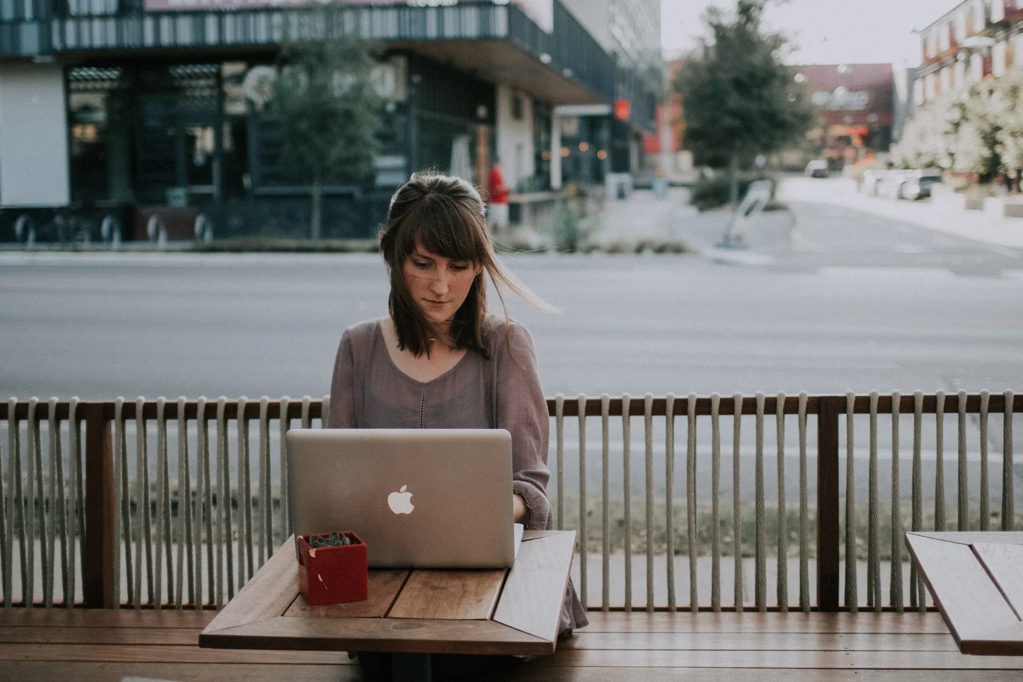 Image of a remote worker in a cafe setting