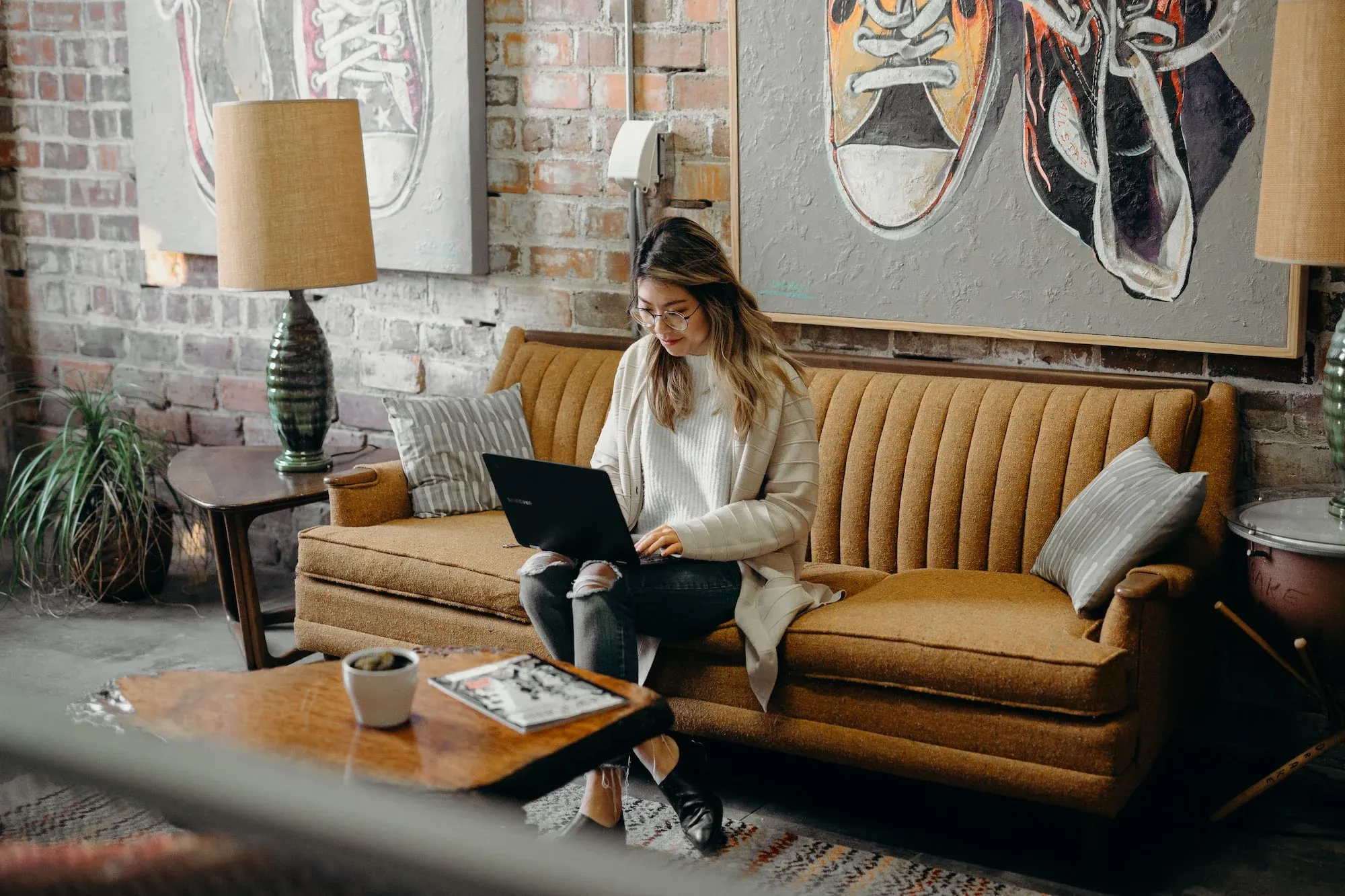 Image of a remote worker in a cafe setting