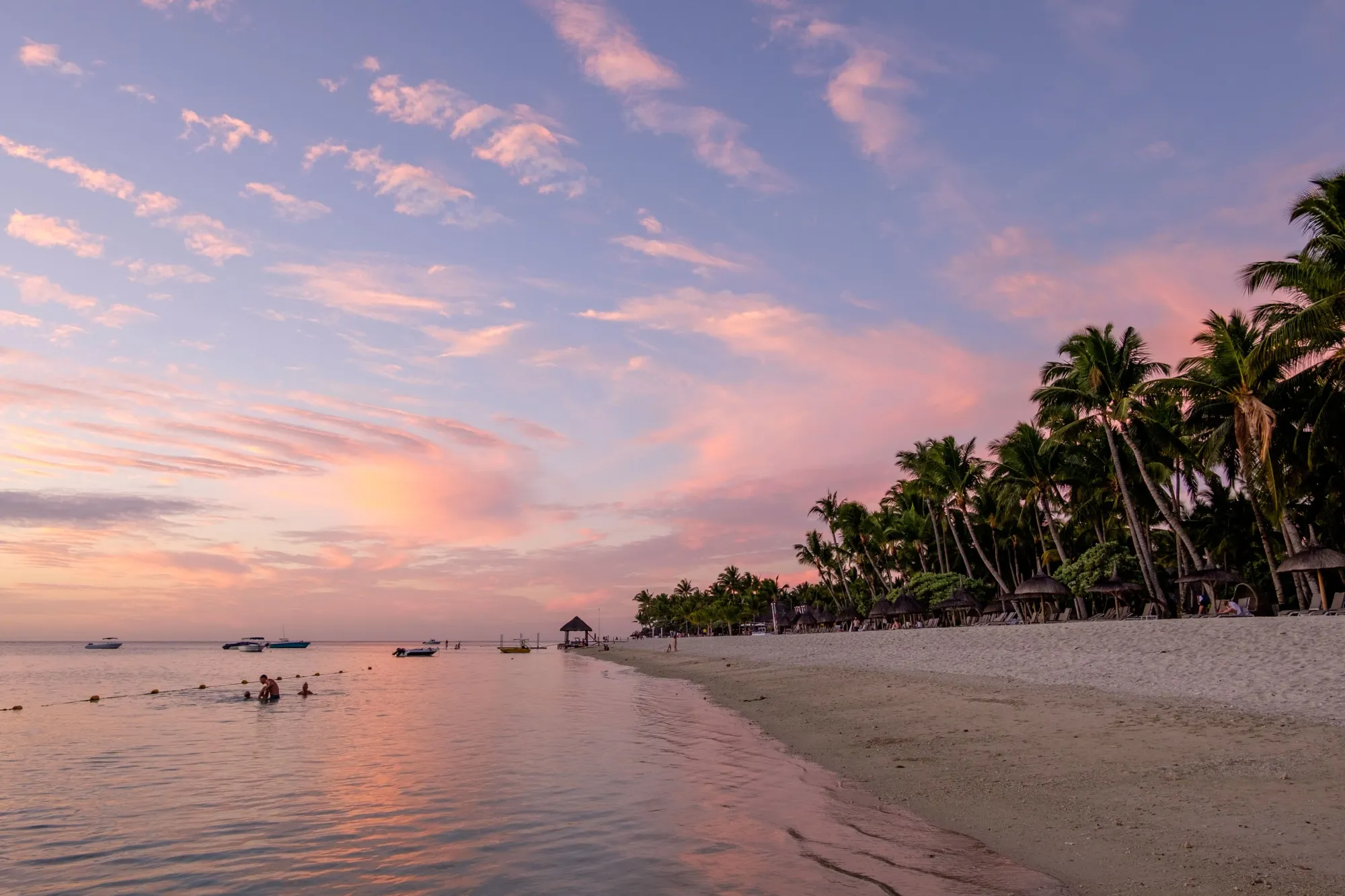 Image of a beach in Mauritius at sunset