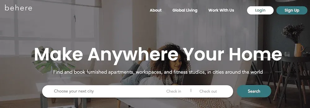 behere, a rental site for digital nomads