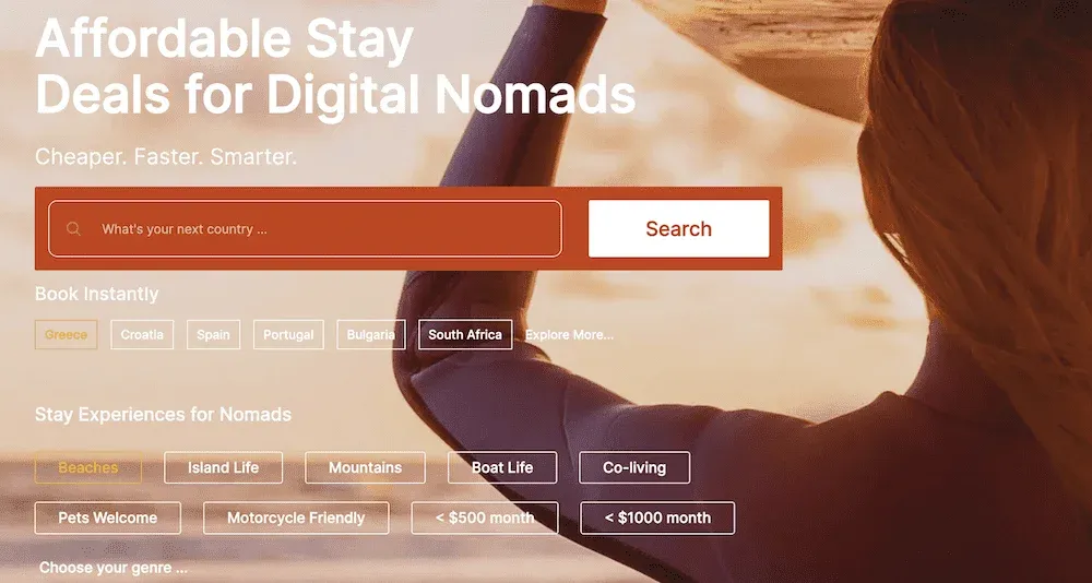nomad stays, a rental site for digital nomads