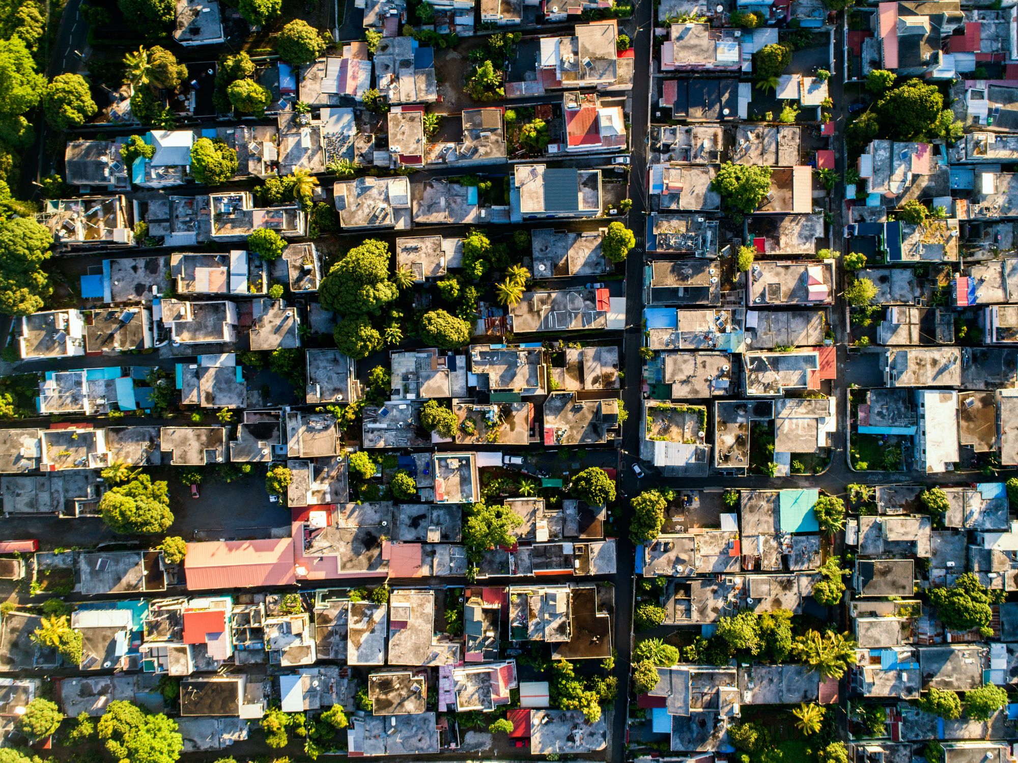 Houses in Mauritius seen from above