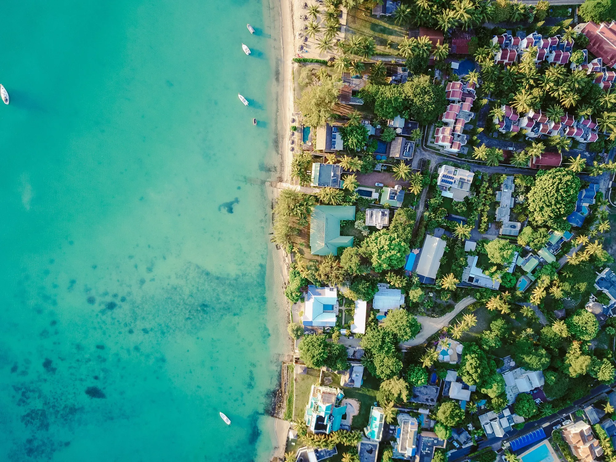 Houses in Mauritius viewed from above