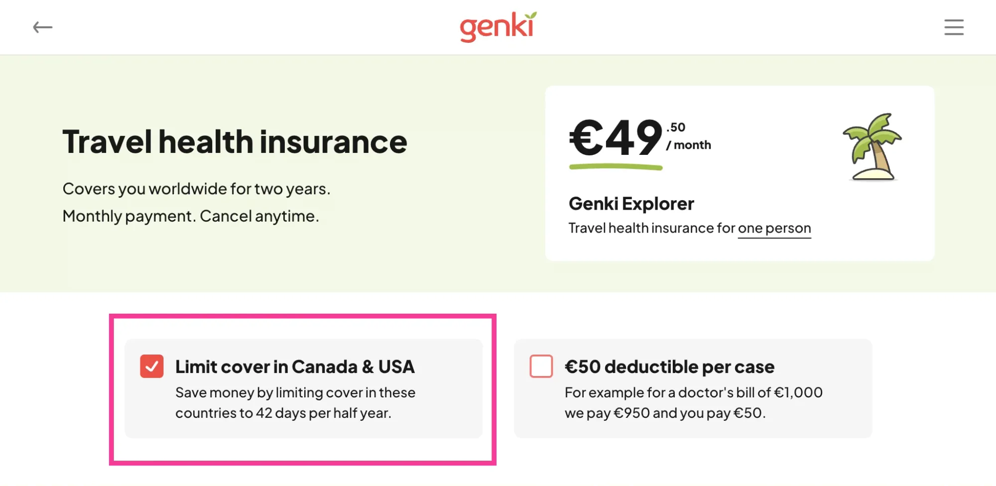 Genki Travel Insruance Coverage