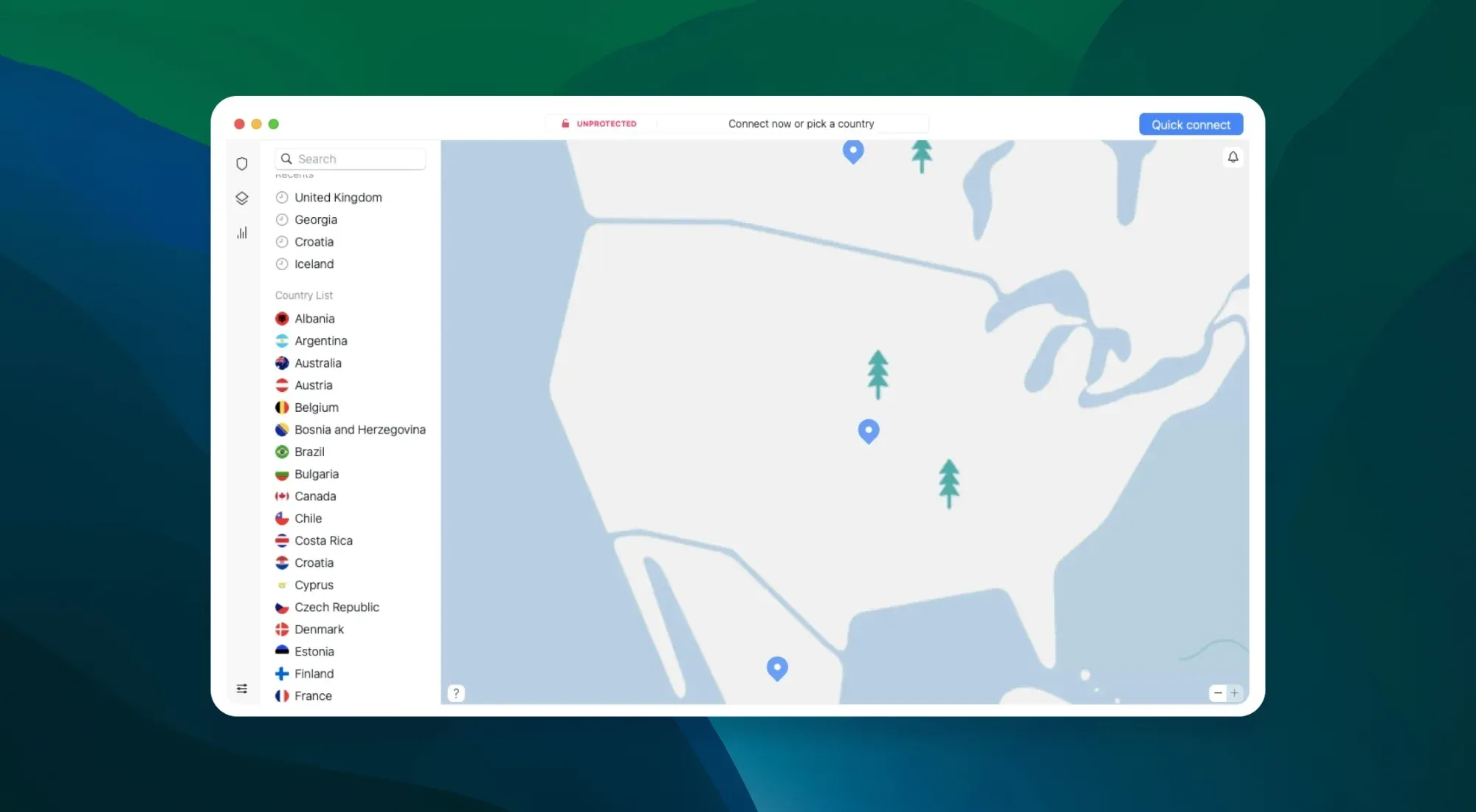 nordvpn view from macos app