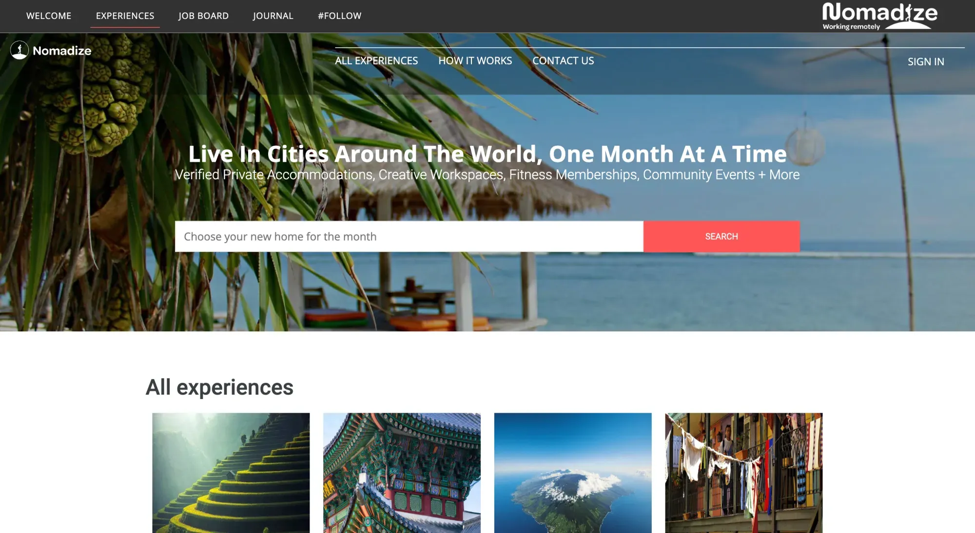 nomadize, a website for remote work travel programs