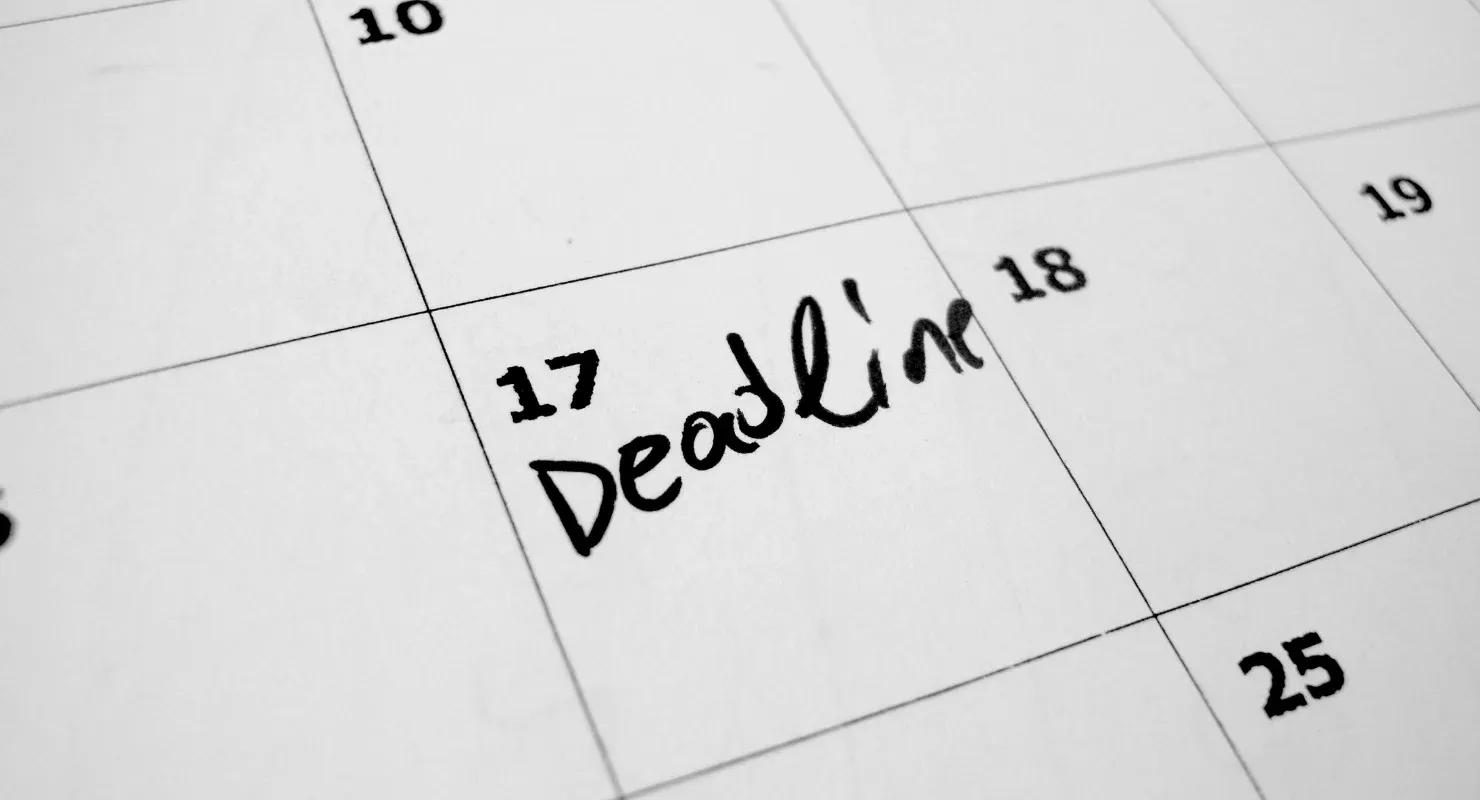 Deadline written on a paper calendar