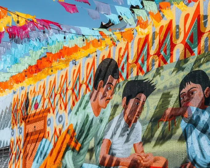 Colorful murals in Oaxaca