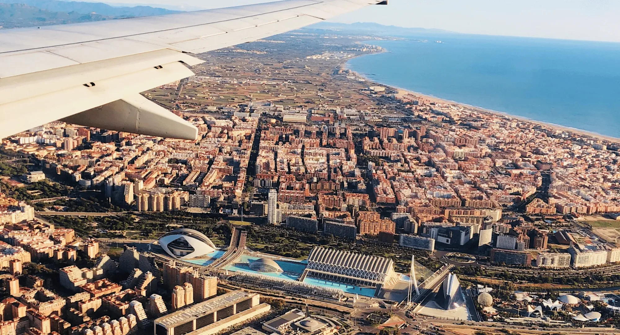 Airplace flying over Valencia