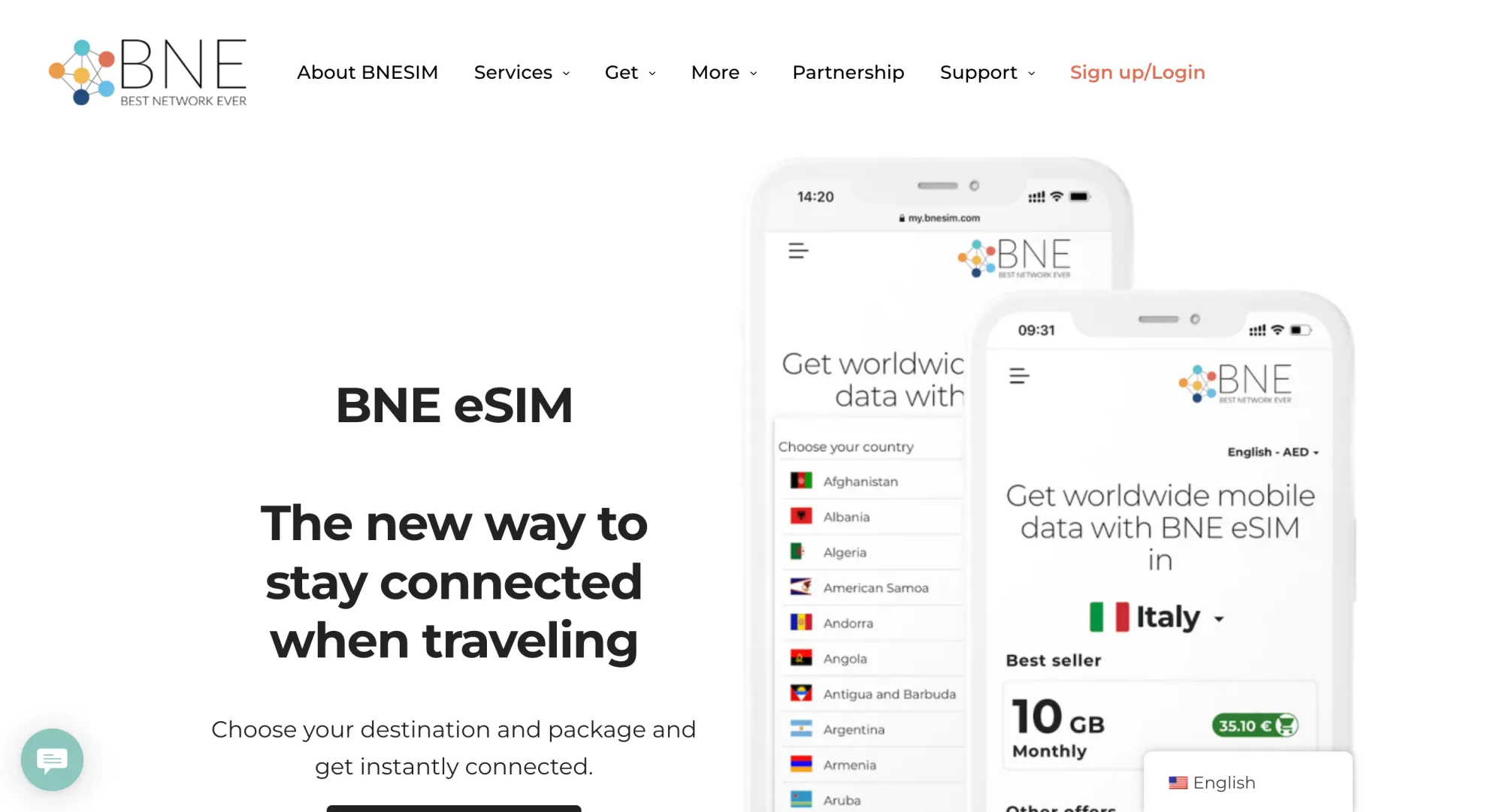 BNESIM eSIM Homepage
