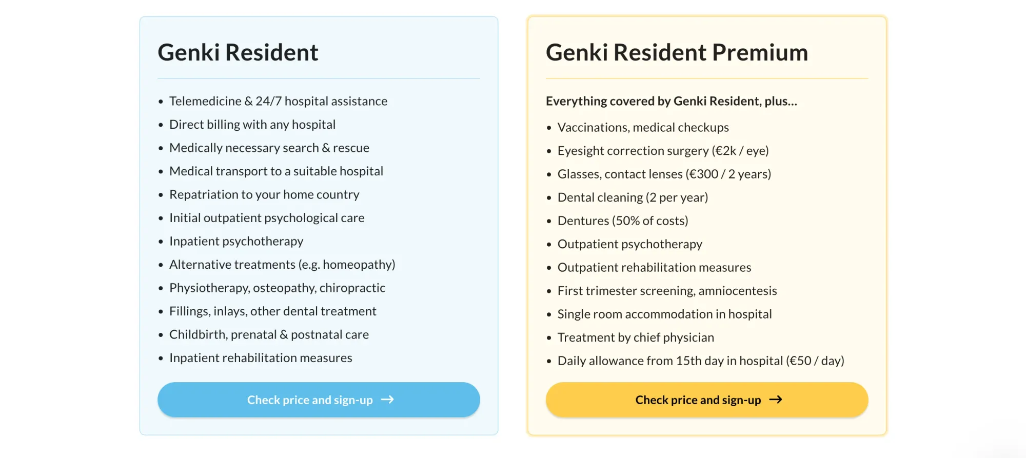 Genki Resident and Genki Resident Premium plans