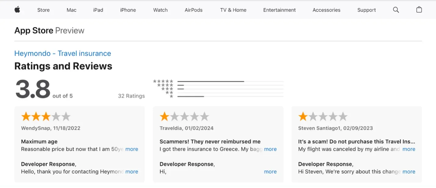 Heymondo Reviews and Ratings on Apple Store
