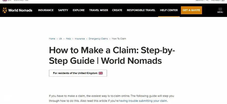 World Nomads Travel Insurance online guide to making a claim