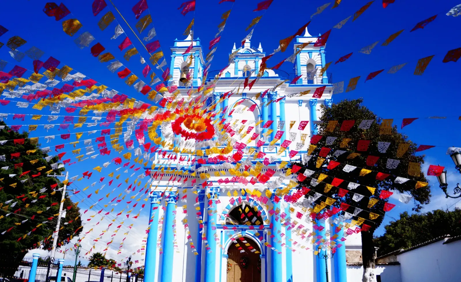 Blue church in San Cristóbal de Las Casas, Mexico