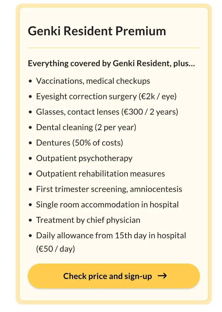 Genki Resident Premium Health Insurance coverage