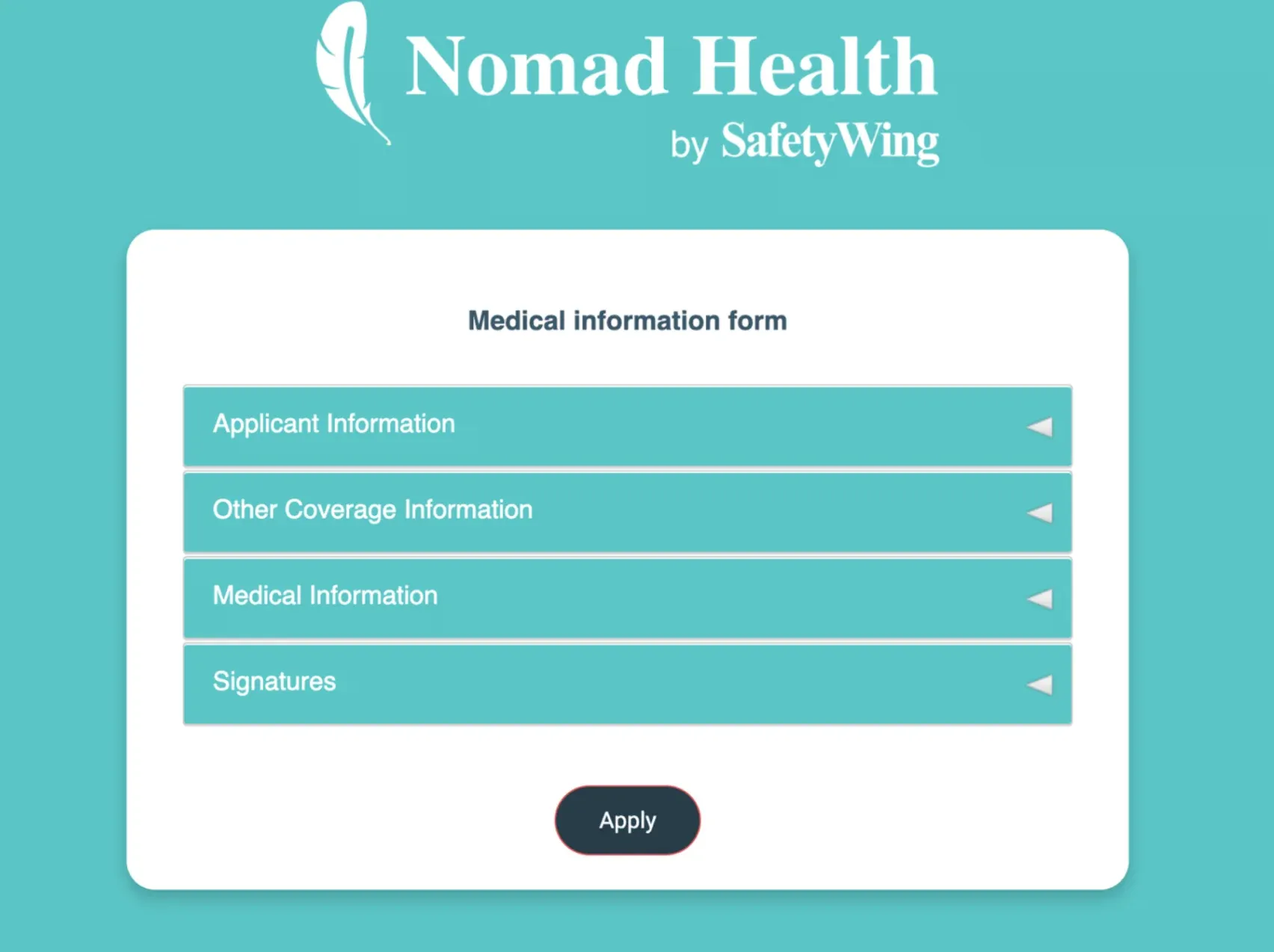 Nomad Health Insurance application summary