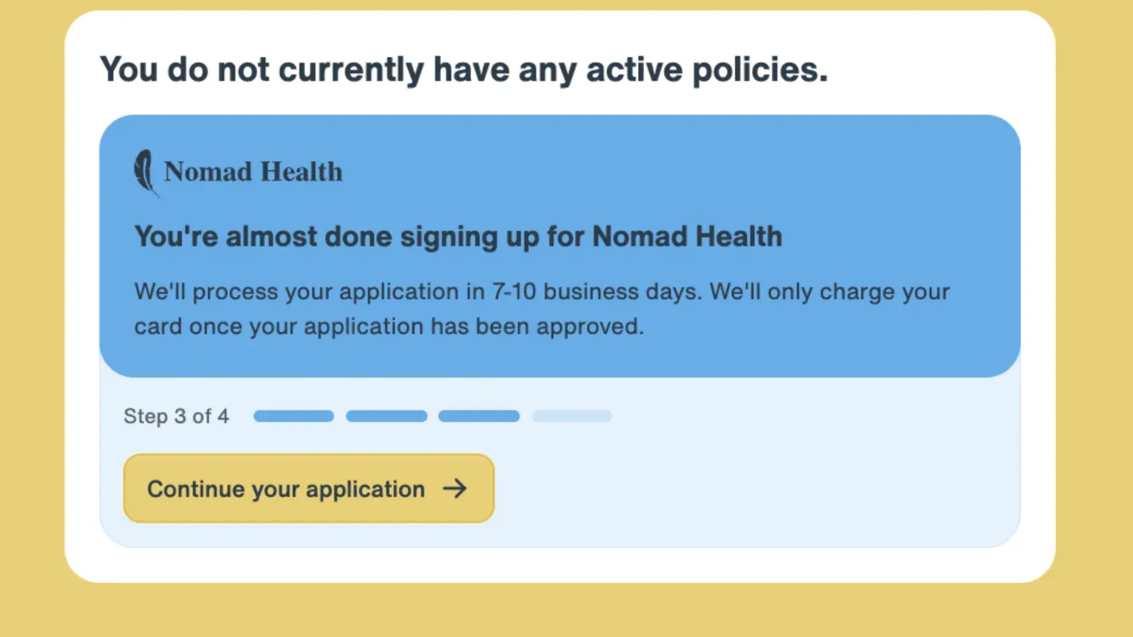 Nomad Health Insurance approval process and timeline