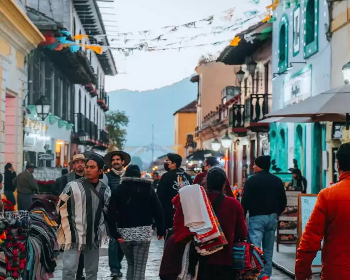 Pedestrian street in San Cristóbal de Las Casas, Mexico