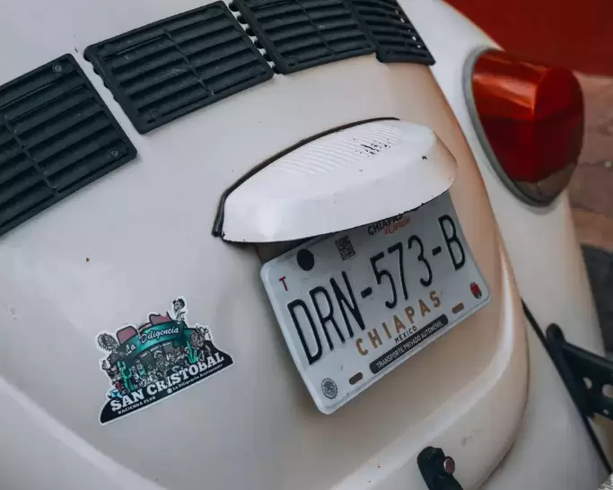 Vintage car with Chiapas State plate