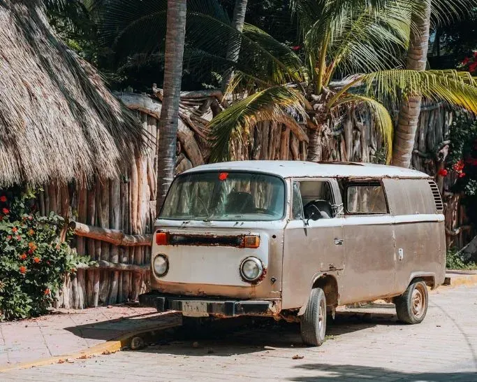 Vintage van in Mazunte, Mexico
