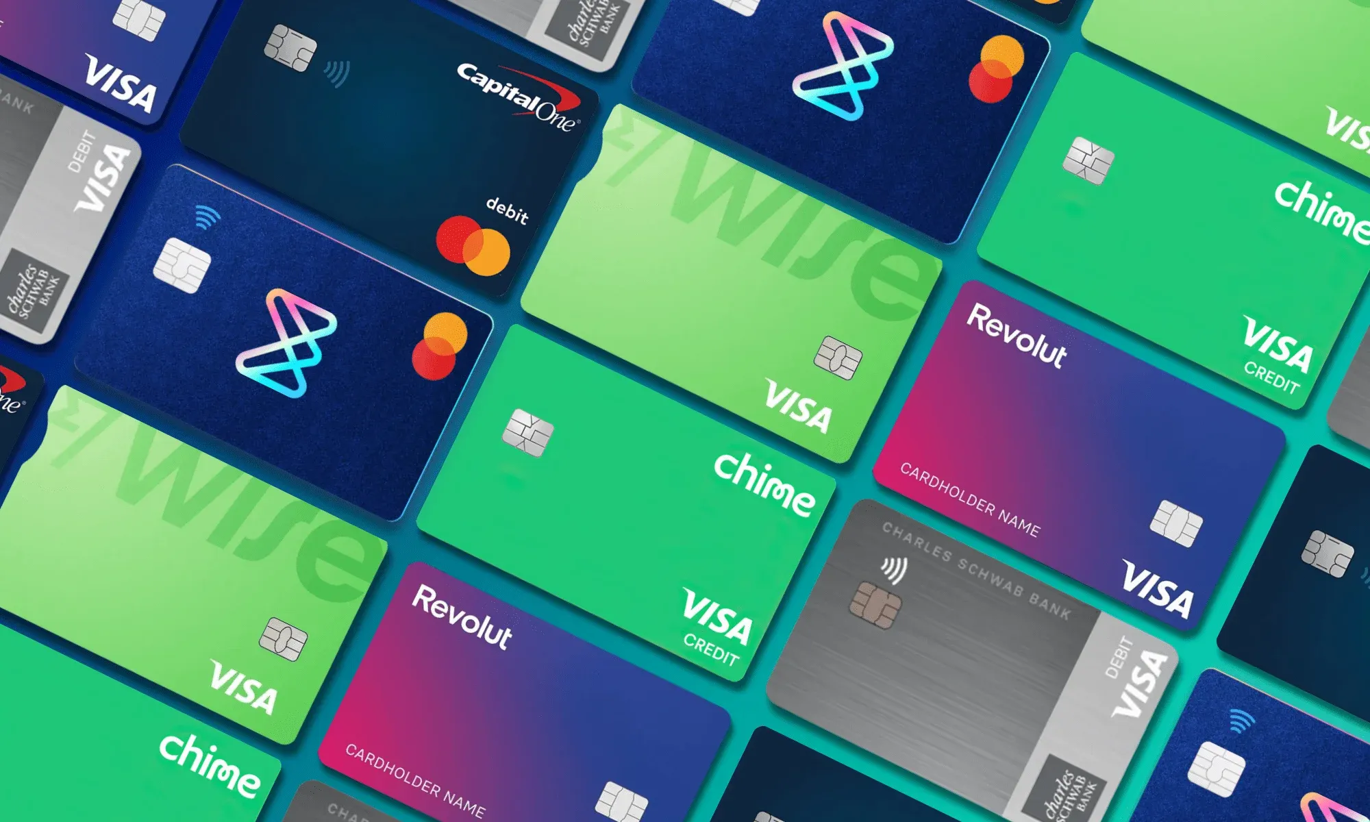 Best debit cards for US travelers in Europe with gradient background