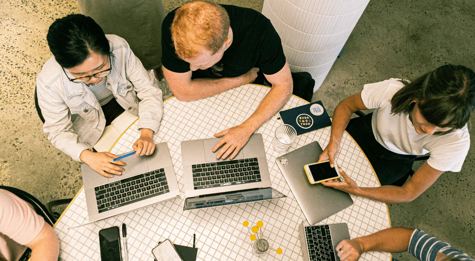 Digital nomads mingling at a coworking space