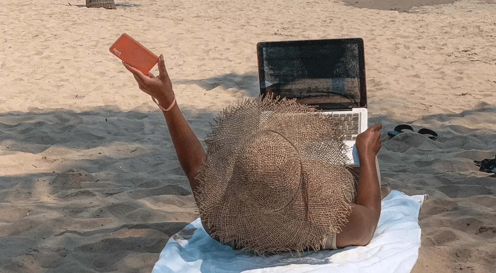 Digital nomad at the beach in Da Nang, Vietnam