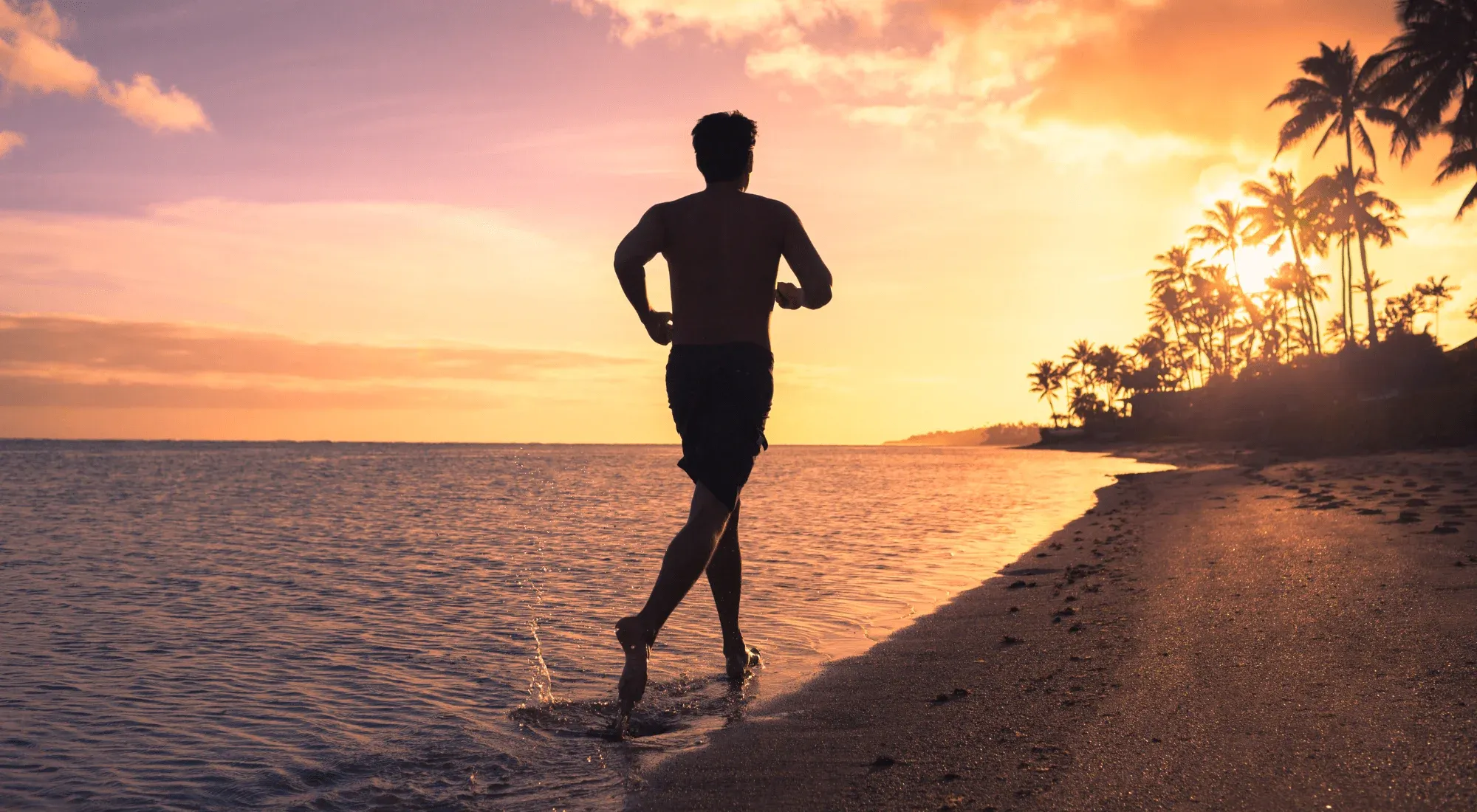 Remote worker running at sunrise