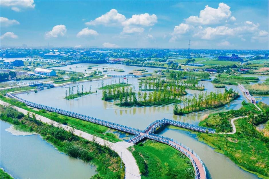 An earial view of the Caojing Country Park