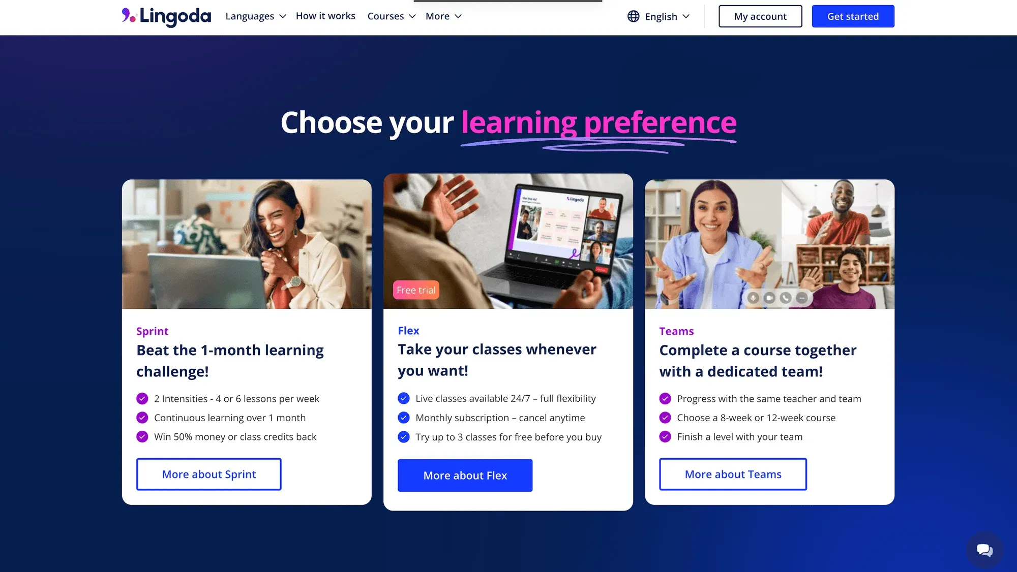 Lingoda learning preference options