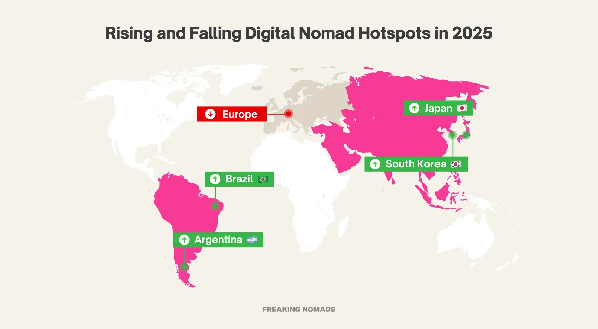 Rising and falling digital nomad destinations in 2025