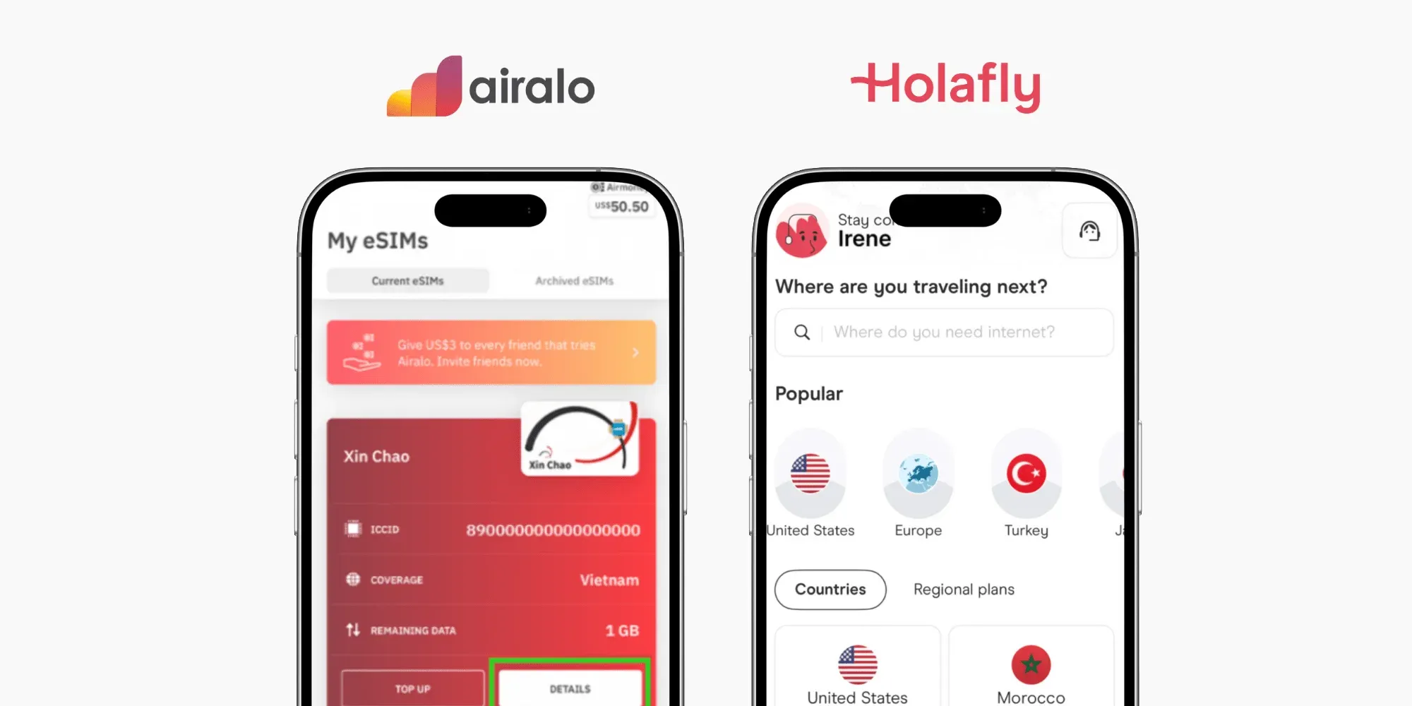 Airalo and Holafly eSIM