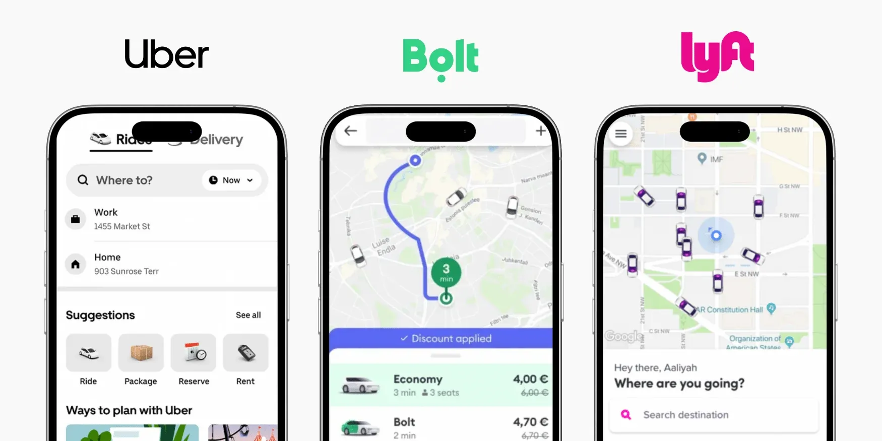 Uber, Bolt, Lyft