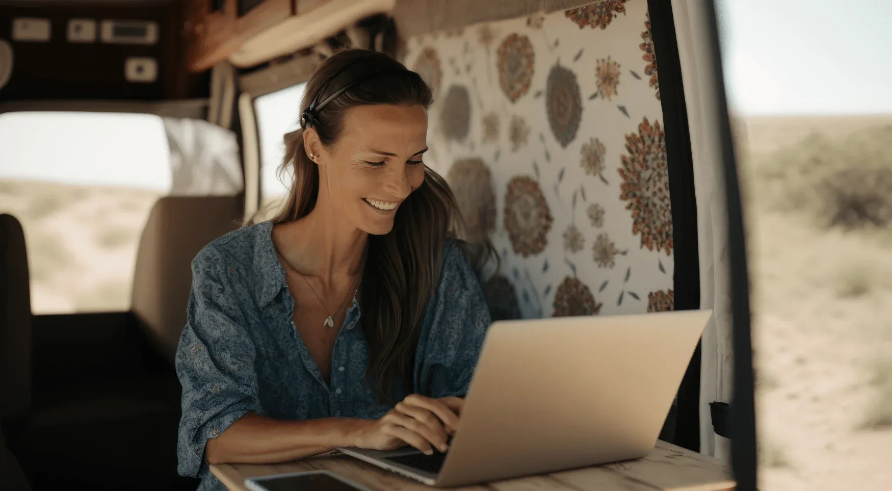 Digital nomad in a van