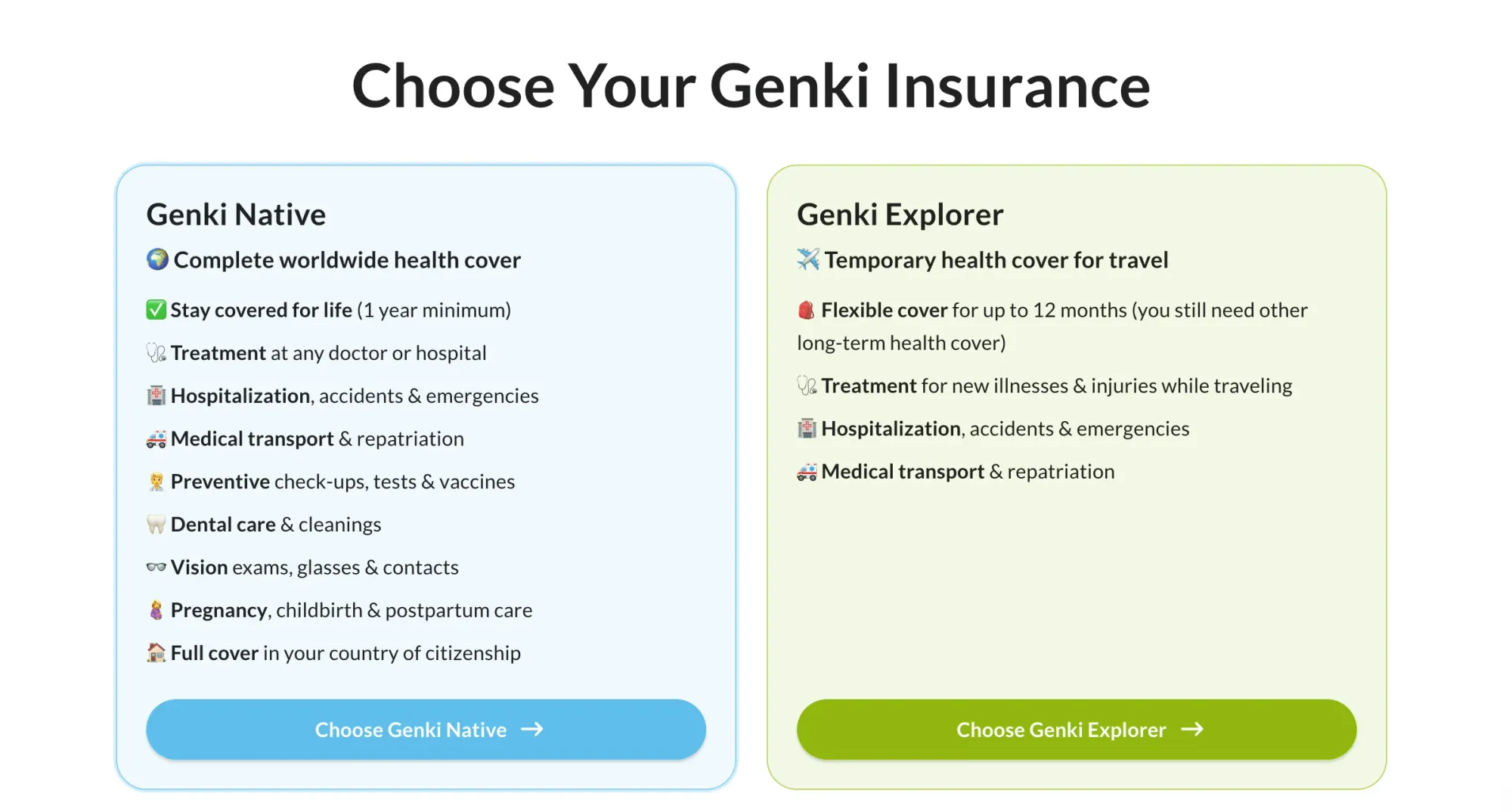 Genki Insurance Native versus Explorer