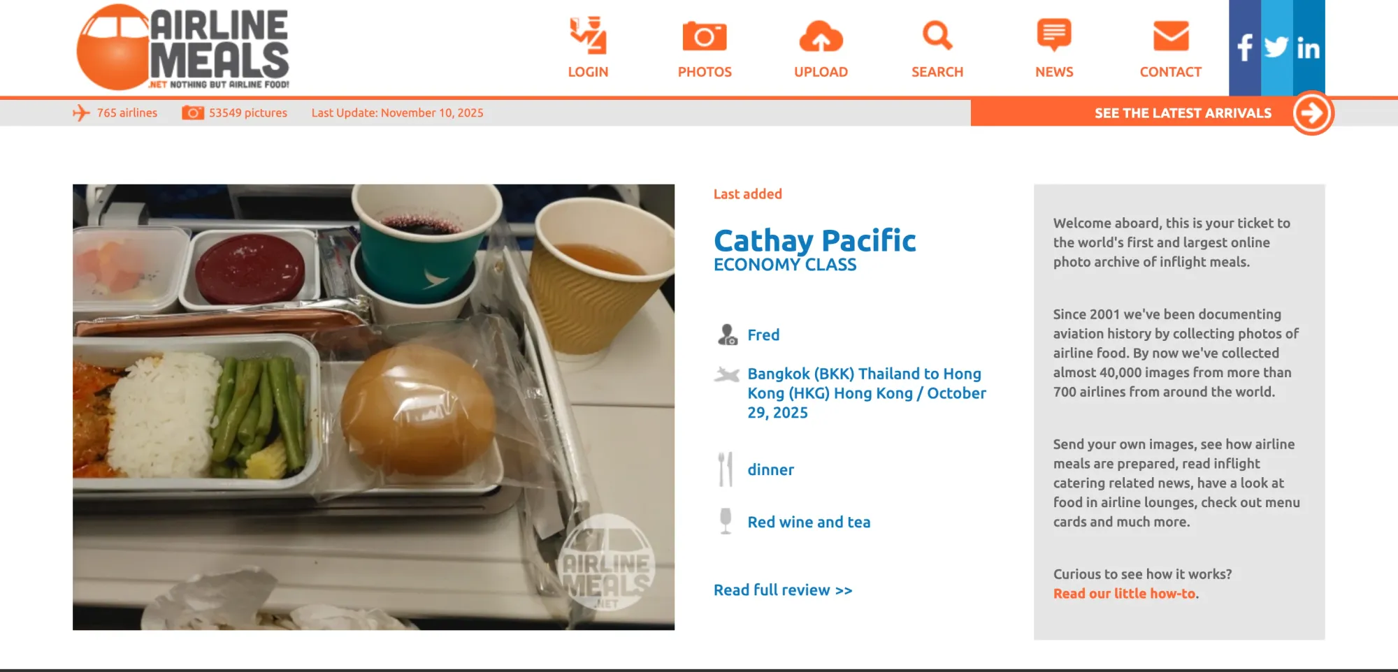 Airline Meals Website