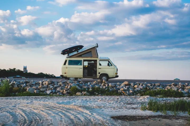 Image of a van on the beach