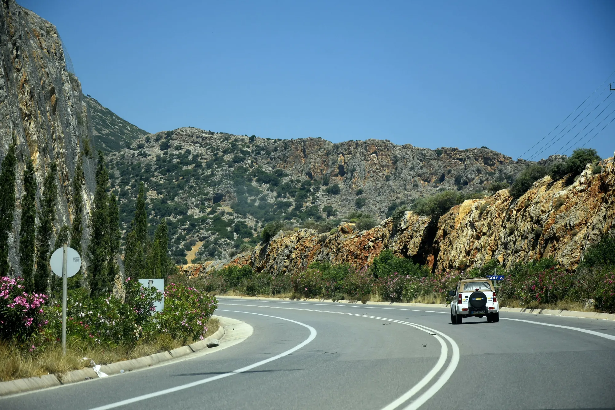 Car driving in Corfu, Greece