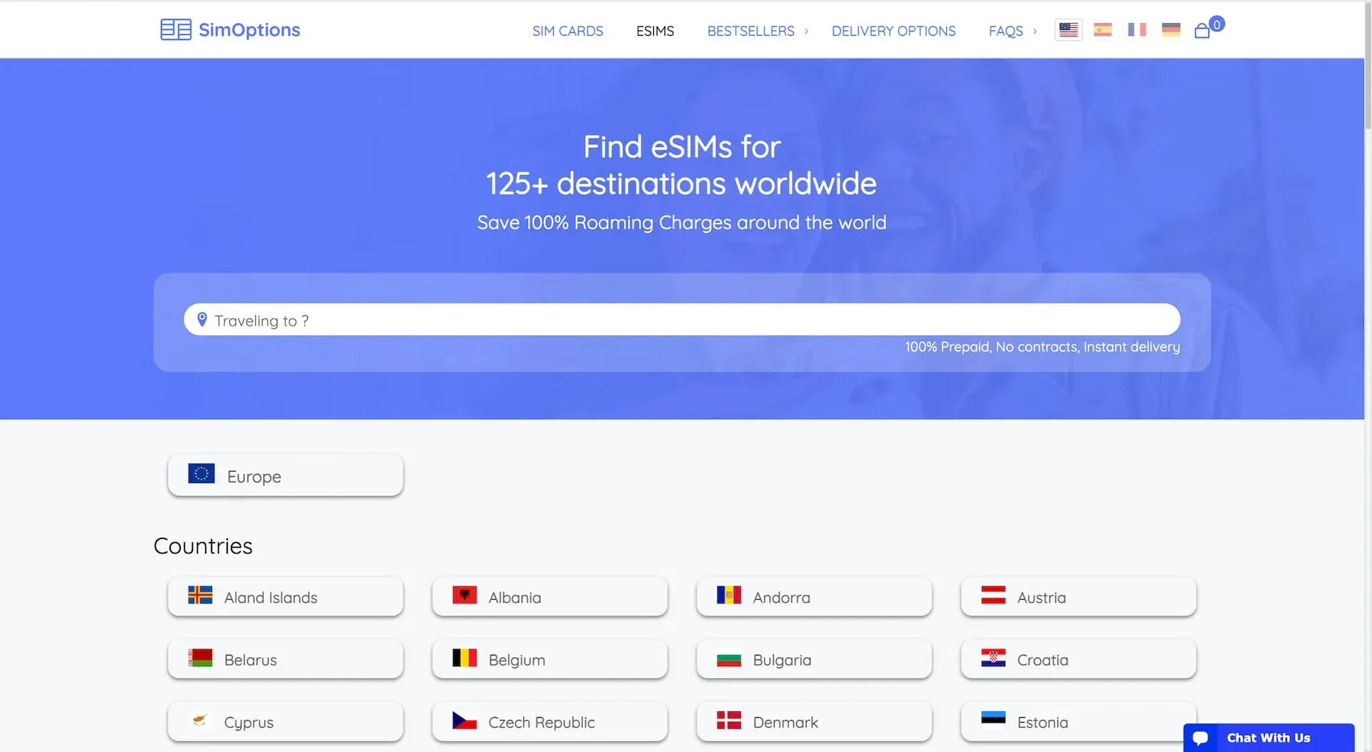 simoptions marketplace homepage
