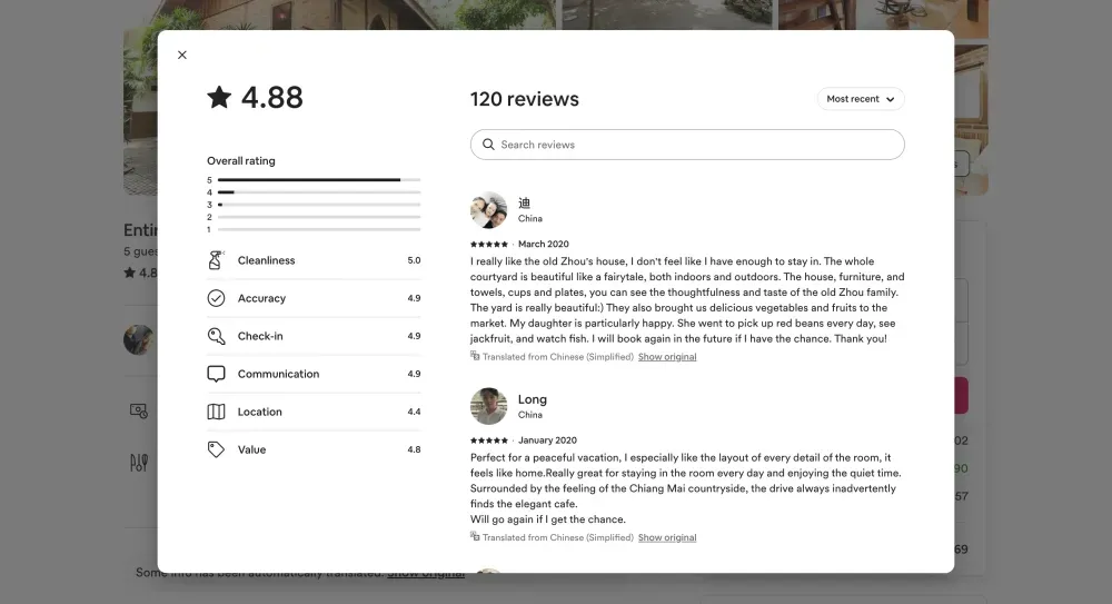 Airbnb recensioni