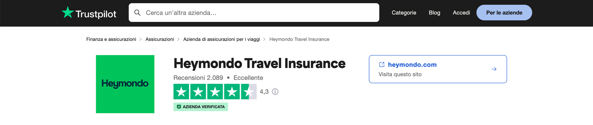 recensioni di Heymondo.it su Trustpilot