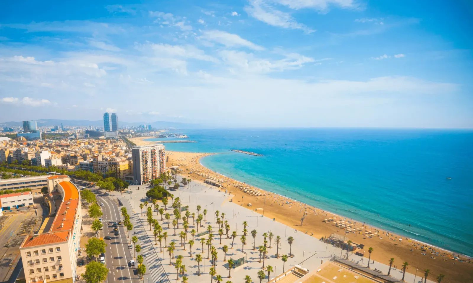 La costa di Barcellona vista dall'alto